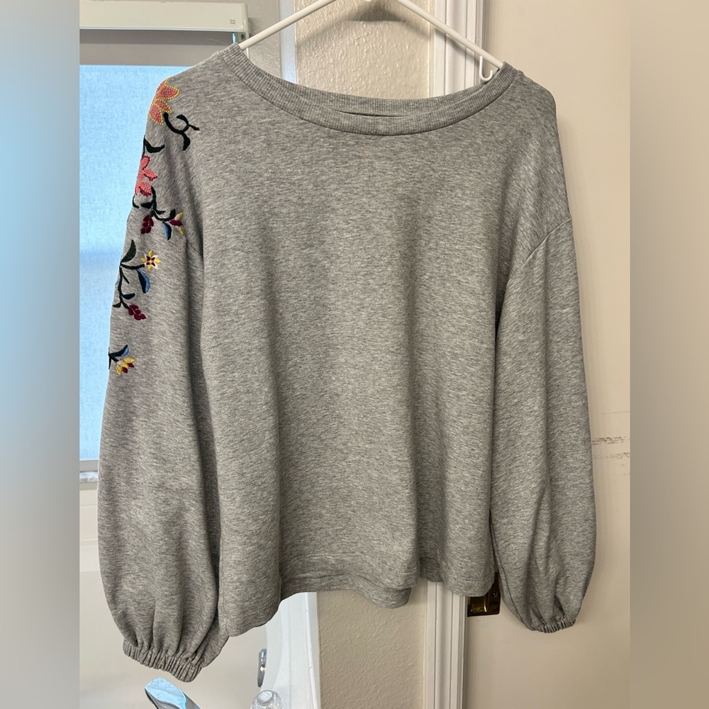 EUC/Like-New ana Sweatshirt with Floral Embroidered Sleeves